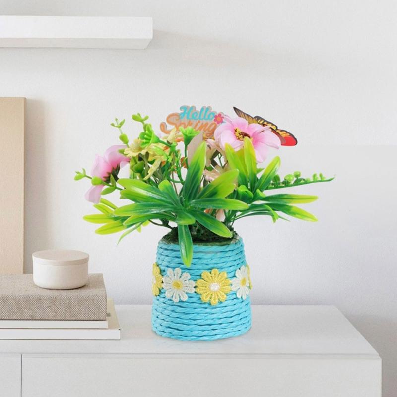 Realistic Easters Faux Potted Plant Bonsais Spring Artificial Flowers Arrangement In Pots Vase for Festives Decorations