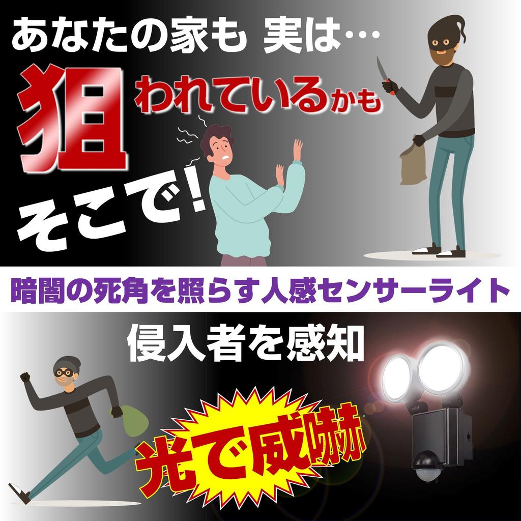 ELPA ESL-SS802AC LED Sensor Light, 2 Lights, Security, Approx. 3.0m, Water Resistant: IPX4 (Splash-Proof)