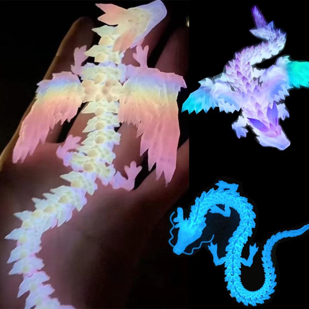 Luminous Toys 3D Printed Animal Glow In The Dark Dragon Snake Rotatable Articulated Tyrannosaurus Rex Home Decor Kids Gift