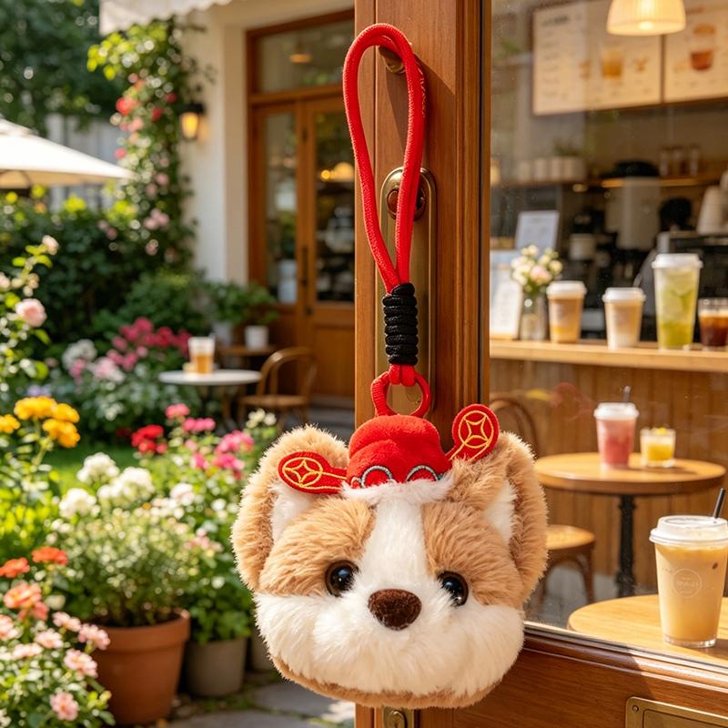 Cute Ice Cream Cone Dog Plush Pendant Toy Cartoon Corgi Animal Keychain Backpack Versatile Bag Decor Kids Xmas Gift