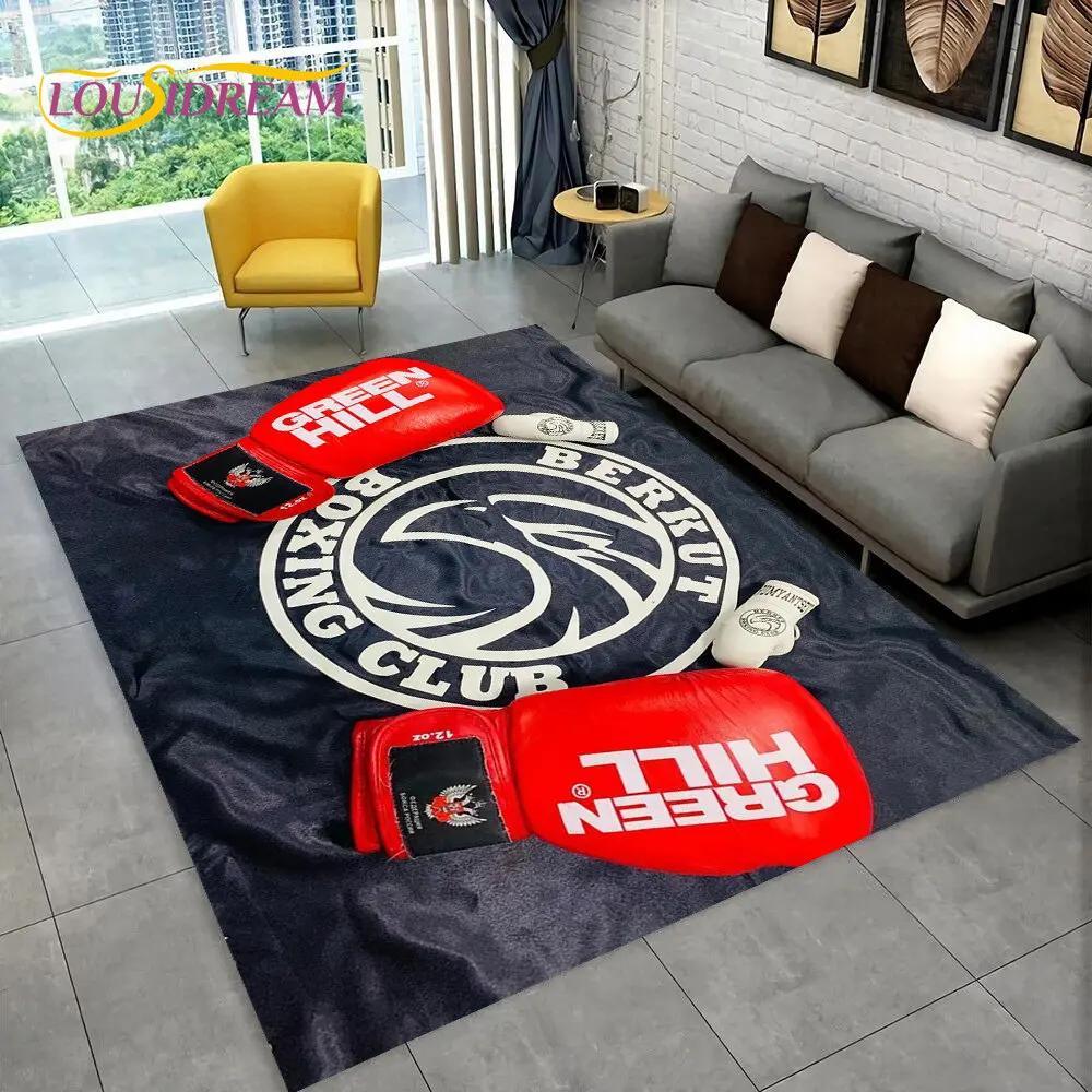 3D Boxing Gloves Boxer Fight Area Rug Large,Carpet Rug for Living Room Bedroom Sofa Doormat Decoration,kids Non-slip Floor Mat