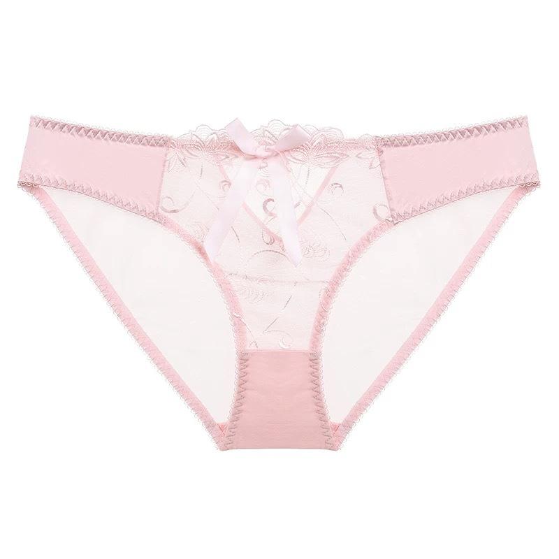 French panties ultra-thin mesh breathable low-rise large-size panties sexy transparent hollow embroidered lace briefs
