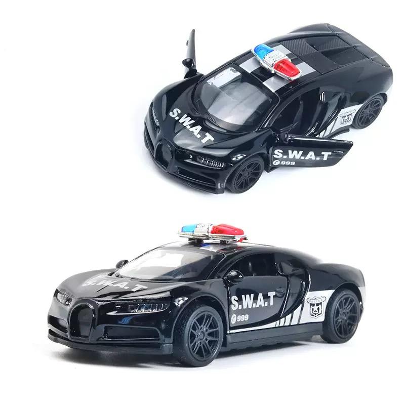 1:43 High-end Police Car Alloy Car Model Children's Car Toy Can Open the Door Pull Back Ornaments Collection Mini Car