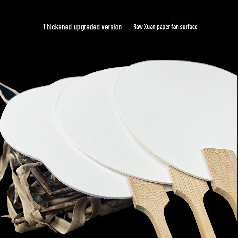 Double-Sided Thickened Raw Xuan Round Fan for DIY Painting and Calligraphy - Ancient Style Hand-Painted Lacquer Fan