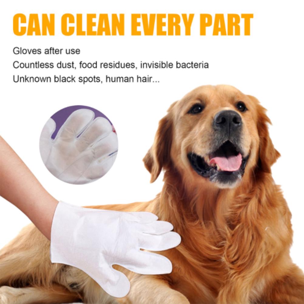 6pcs Pet Cleaning Massage Gloves Non-woven Disposable No-wash Gloves For Dog Cat Cleaning Supplies