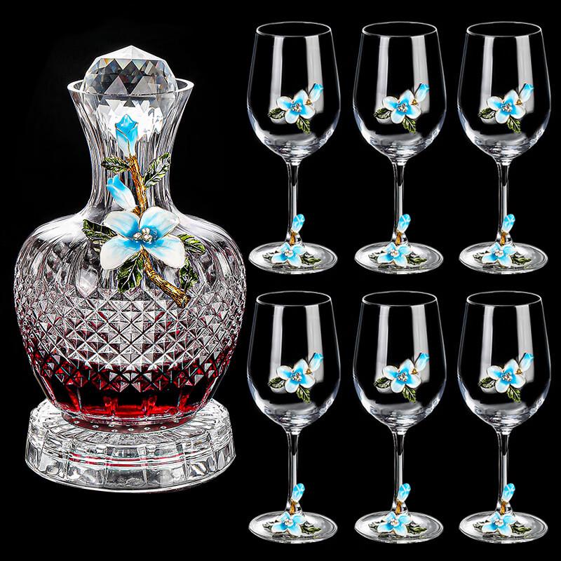 Enamel Painted Hydrangea Wine Glass Set