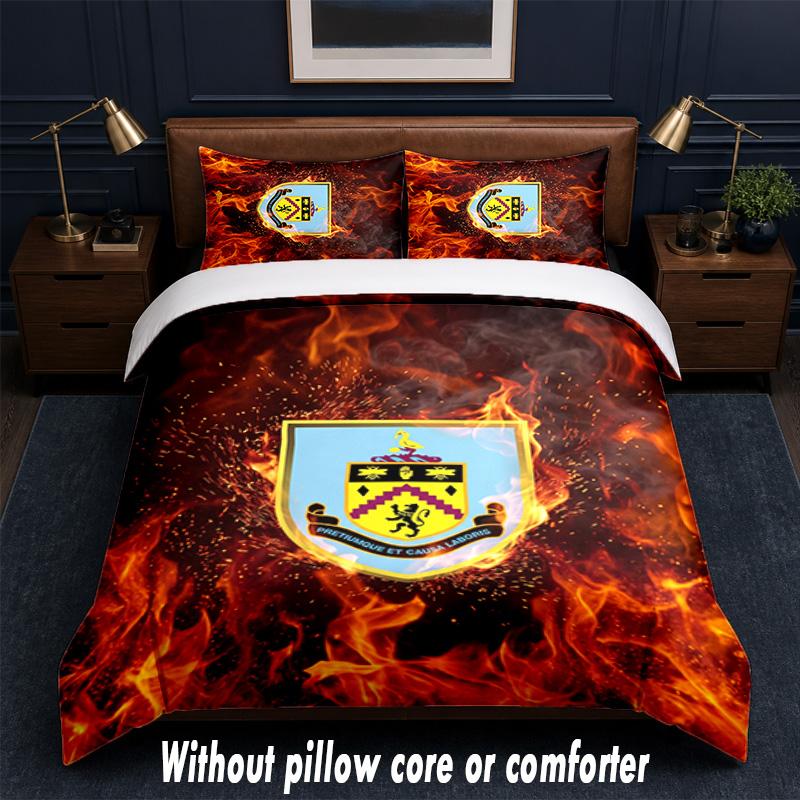 Set Biancheria da Letto Design Calcio Burnley 1 Copripiumino + 2 Federe Morbido Traspirante Biancheria da Letto per la Casa