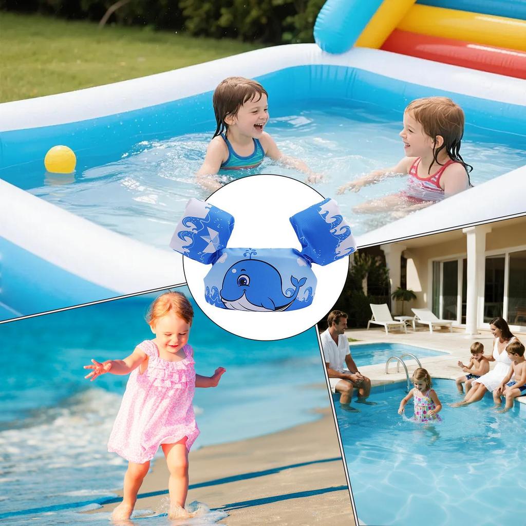 Toddler Swim Vest For Kids Swim Arm Floaties Adjustable Cartoon Swimming Water Wings With Crotch Strap Pool Float Vests For kid