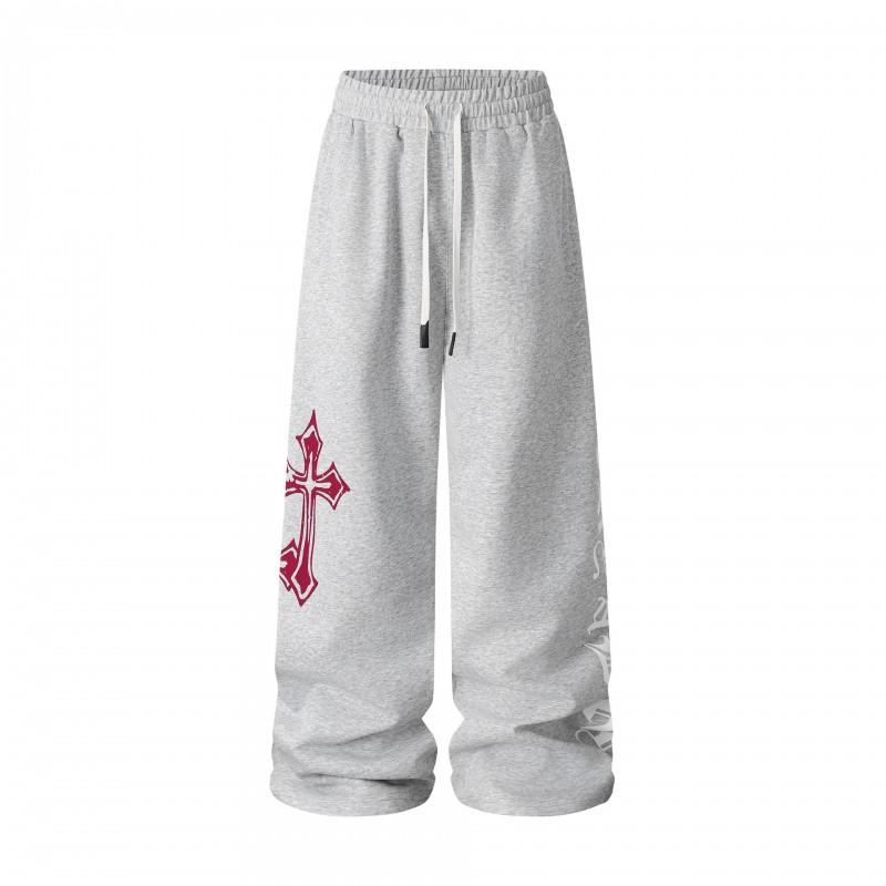 Magic Bear American Retro Cross Sweatpants Loose Straight Leg Casual Pants Teens