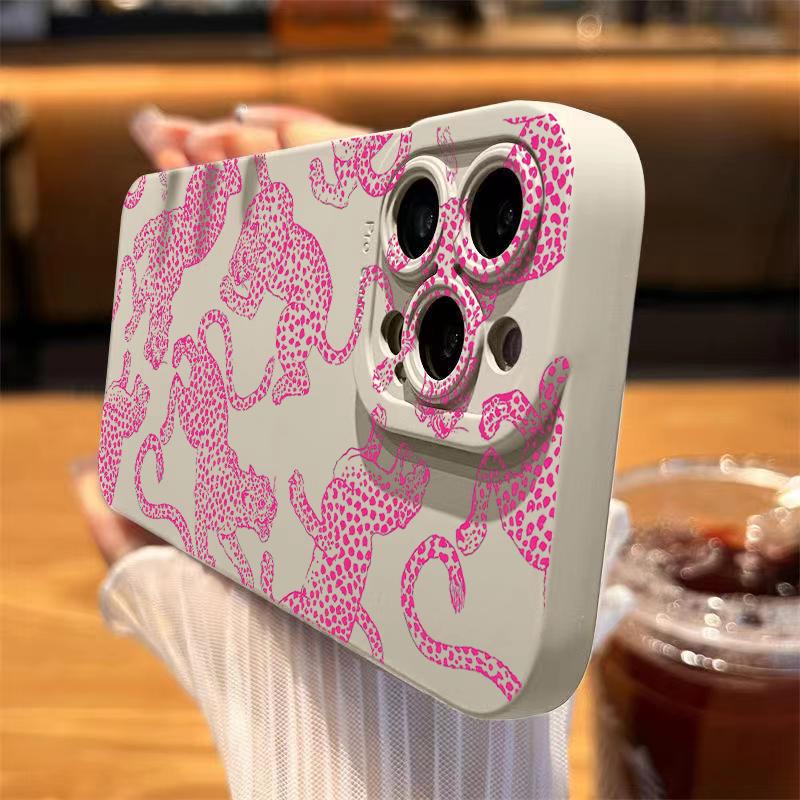 Pink Leopard Print Pattern Phone Case For iPhone 17 16 15 Pro Max 14 13 12 11 XS XR 7 8 Plus 16E Shockproof Soft Silicone Cover