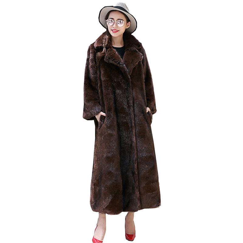 Autumn and winter new fur coat mink coat women's whole mink, mink long imitation whole mink velvet plus fat