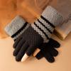 Stripe Ladies Winter Accessories Women's Knitted Gloves Korean Style Mittens Show Two Fingers