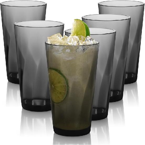 Plastic Tumblers Cups, [UNBREAKABLE Acrylic] Plastic Water Tumbler Drinking Glasses, 13-Ounce Set of 4, Shatter-Proof, Dishwasher Safe, BPA Free,