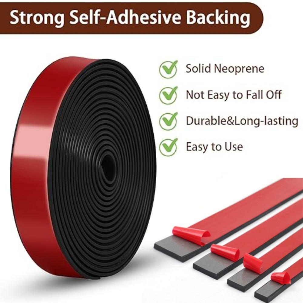 Self-adhesive Rubber Flat Strip Glass Shock Absorption Buffer Adhesive Tape Non-slip Rubber Mat Door Gap Seal Home Improvement 2mmx10mmx5m