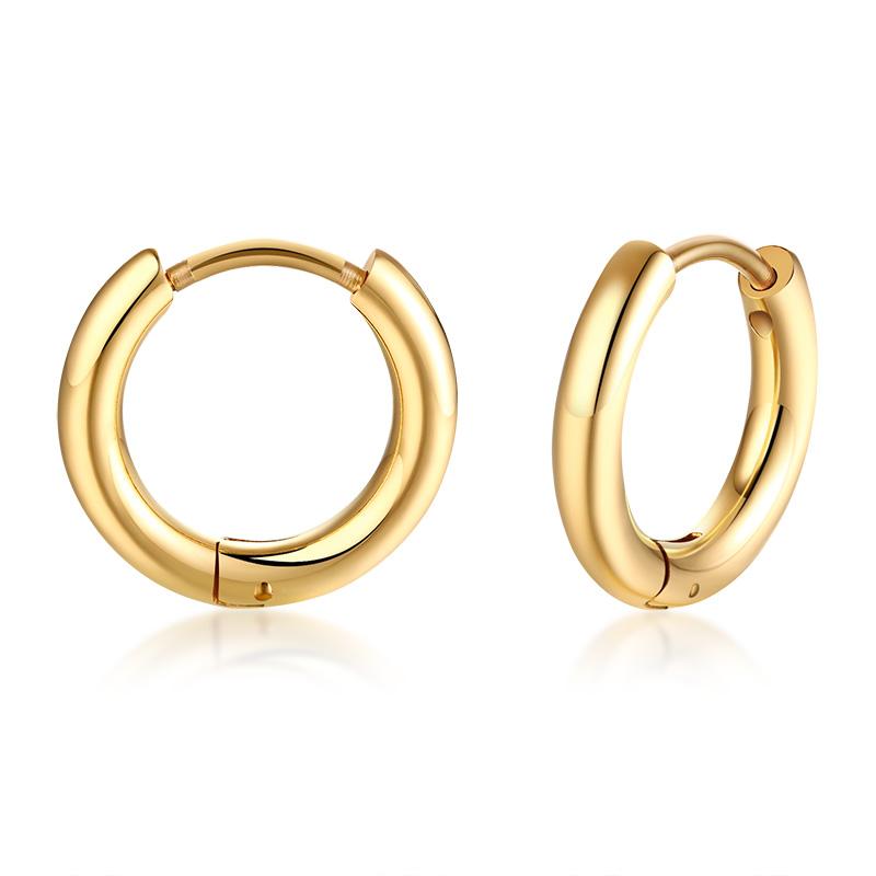 

Geometric Huggie Hoop Earrings for Women Stainless Steel Medium Thick Charm Bohe Female Cartilage Piercing