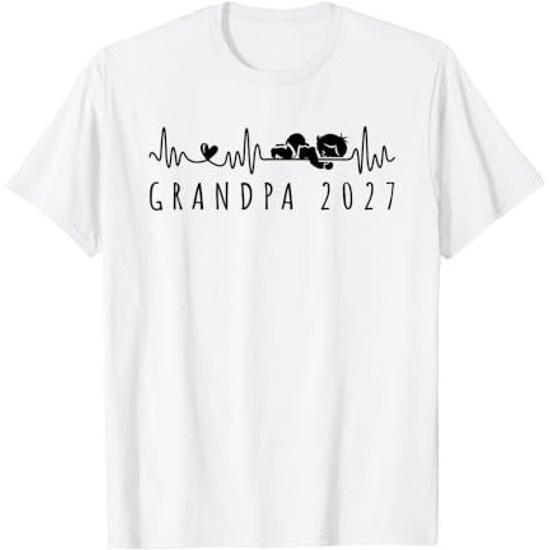 Future Grandpa 2027 Heartbeat Baby Announcement Surprise T-Shirt