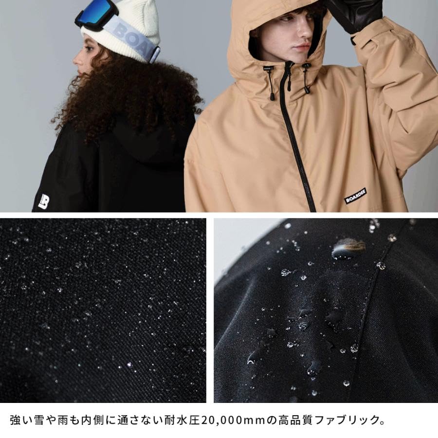 BOARDEE Snowboard Jacket and Size M (Men's Women's) BD24JFOT01U, (BE/Beige)