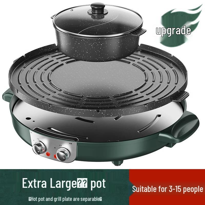 Korean Style Non-Stick Multifunctional Hot Pot and Smokeless Grill Combo