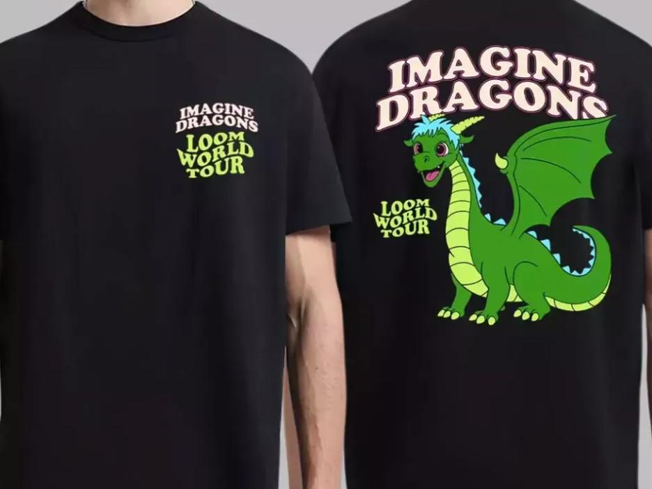 Imagine Dragons Loom World Tour 2024 Cartoon Unisex BlackT-Shirt Shirt