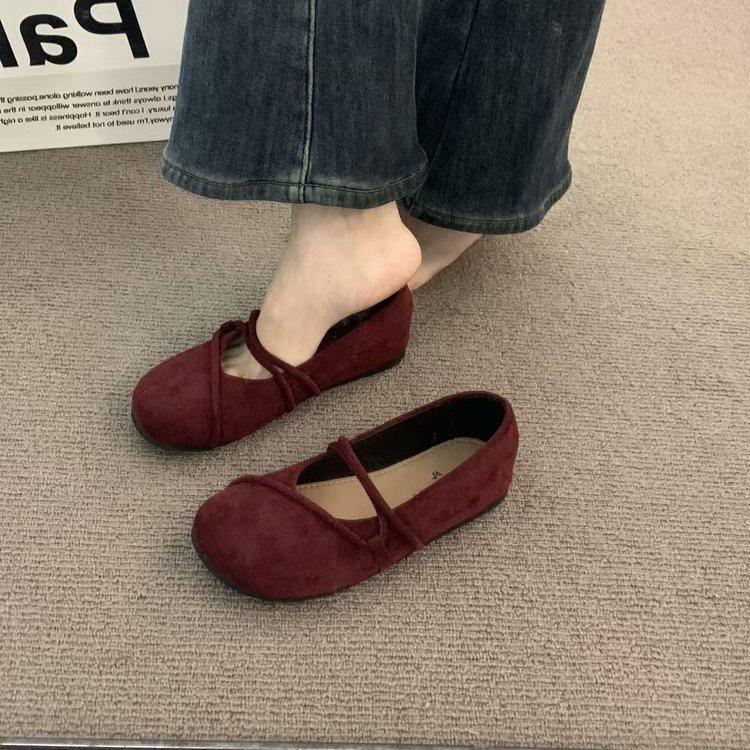 

Туфли женские летние новые однопедальные неглубокие одинарные туфли на плоской подошве Мэри Джейн 40 красный