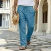 2026 Casual Men's Loose Summer Breathable Beach Pants with Drawstring and Straight Leg Design in Solid Colors.