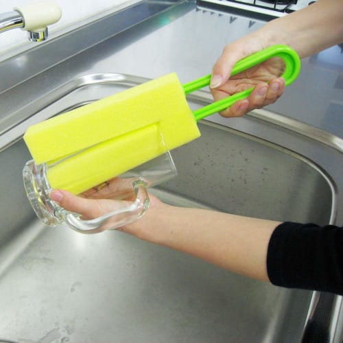 Azuma Industries Glass Cleaner, Extra Large Dish Sponge, Clamps To Clean Both Sides, Perfect for Cleaning Mugs, Tumblers, Dishes, and Tabletop Crumbs