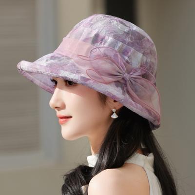 Spring and Summer Women's Hat, Women's Sun Hat, Thin, Breathable and Elegant Bow Tie Sun Hat