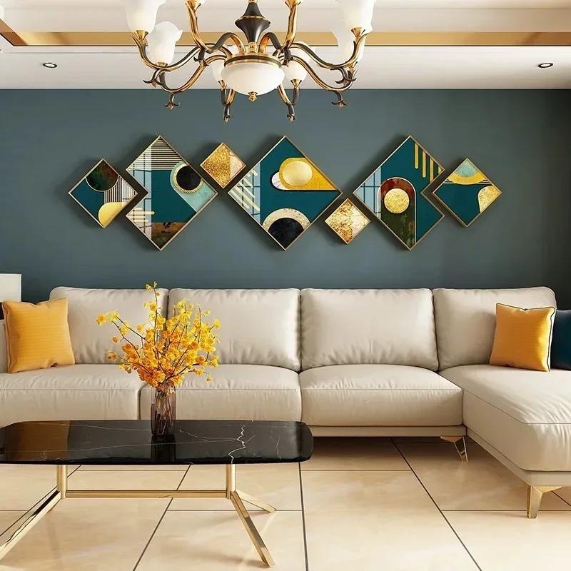 

Современная комбинация фоторамок в стиле легкой роскоши, подвесные рамки для настенной живописи для декора фона дивана в гостиной, фоторамки