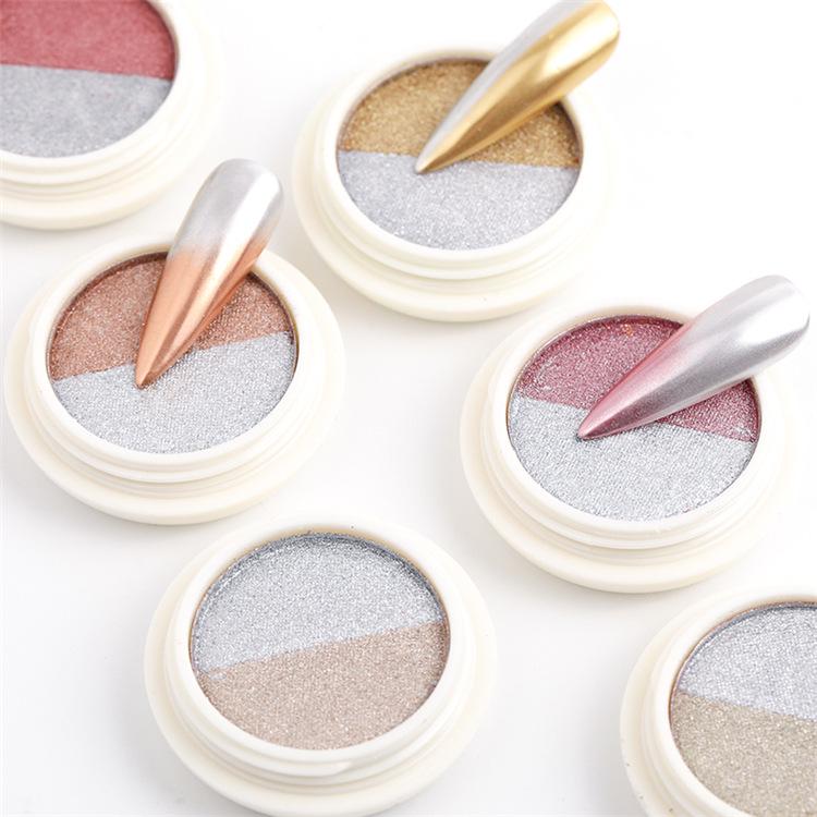 Nail Art Two-Color Solid Powder: Gold & Silver Super Shiny Titanium Glow
