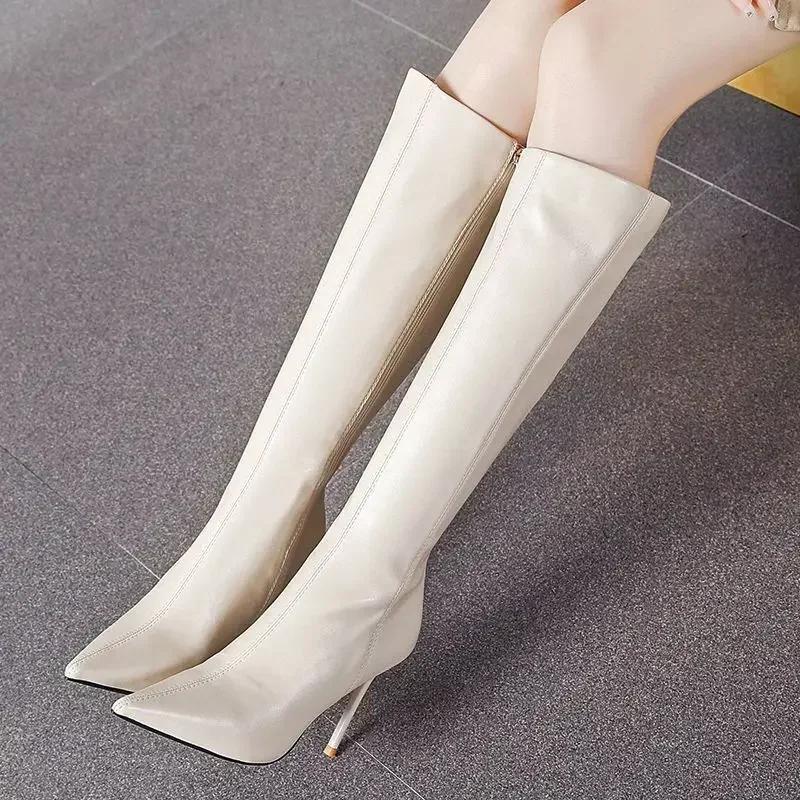 Stivali da Donna Neri Punta Lunga Tacco Molto Alto Scarpe per Donna Calzature Invernali Stivale al Ginocchio Tendenza 2026