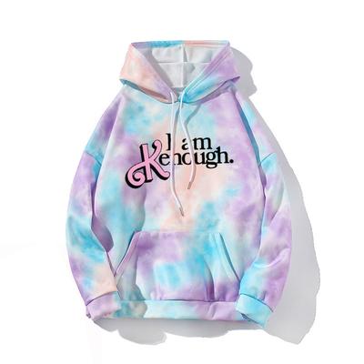 2023 Hot Movie I Am Kenough 3D Tie Dye Hoodie Sweatshirt Streetwear Hooded Cosplay Mannen Vrouwen Mode Y2k Kleding