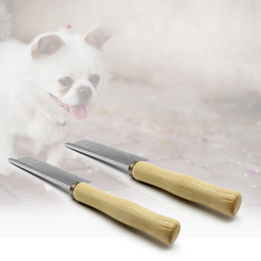 Stainless Steel Pet Hair Grooming Trimmer with Wooden Handle Pet Hair Remover Rustproof Metal Grooming Comb for Longhair Pets