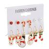 6 Pairs Christmas Earrings Romantic Cheerful Alloy Material Light Weight Decorative Holiday Earrings Jewellery