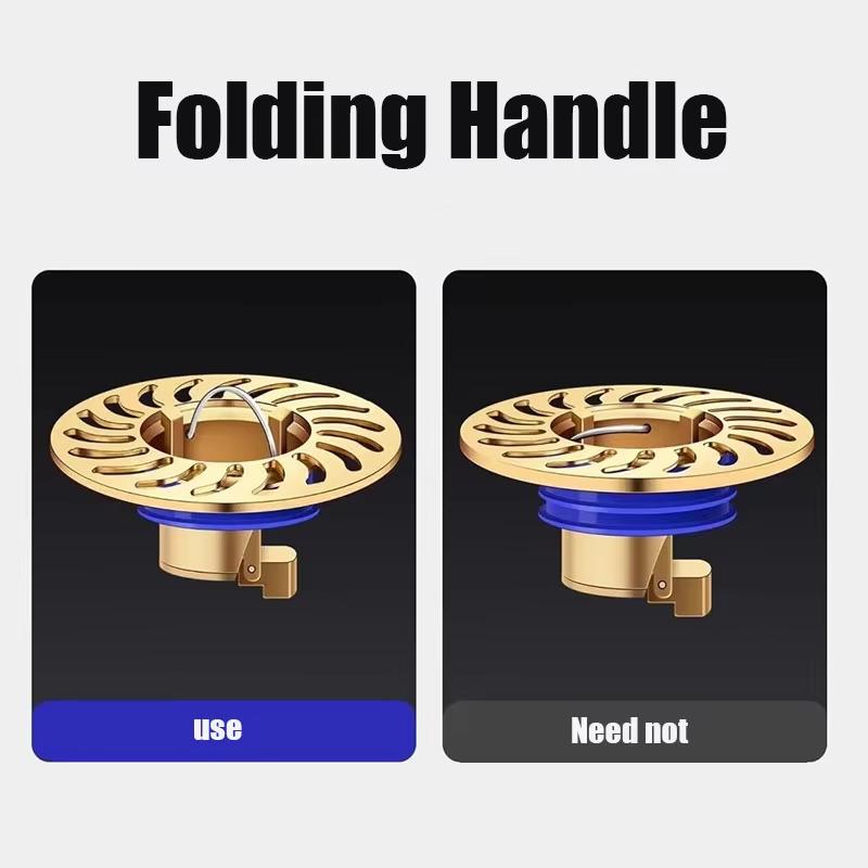 Gulvsluk i full kobber, Rask drenering, Lukt- og insektsforebyggende, Kjøkken, Bad, Bad, Kloakkfilter, Tilbakeslagsventil