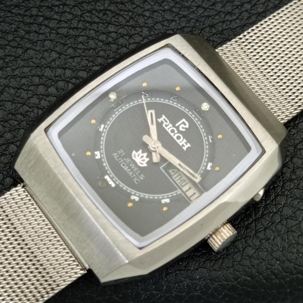 VINTAGE RICOH R31 AUTOMATIC JAPAN MENS BLACK COLOR DIAL WATCH A707931-1