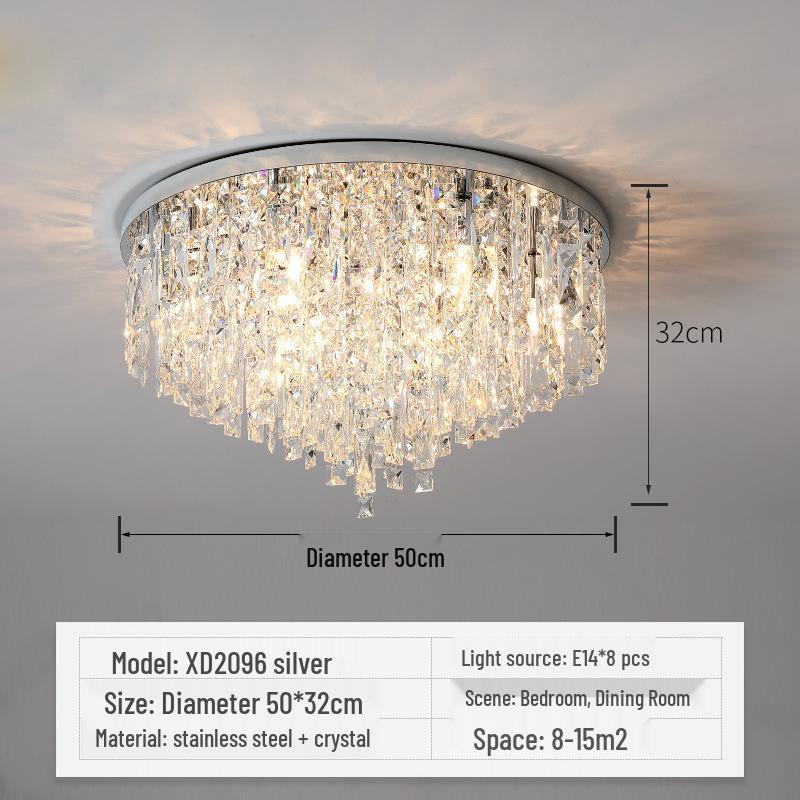 Modern Crystal Ceiling Lamp - Warm, Romantic, Simple, Atmospheric Design for Bedroom and Living Room