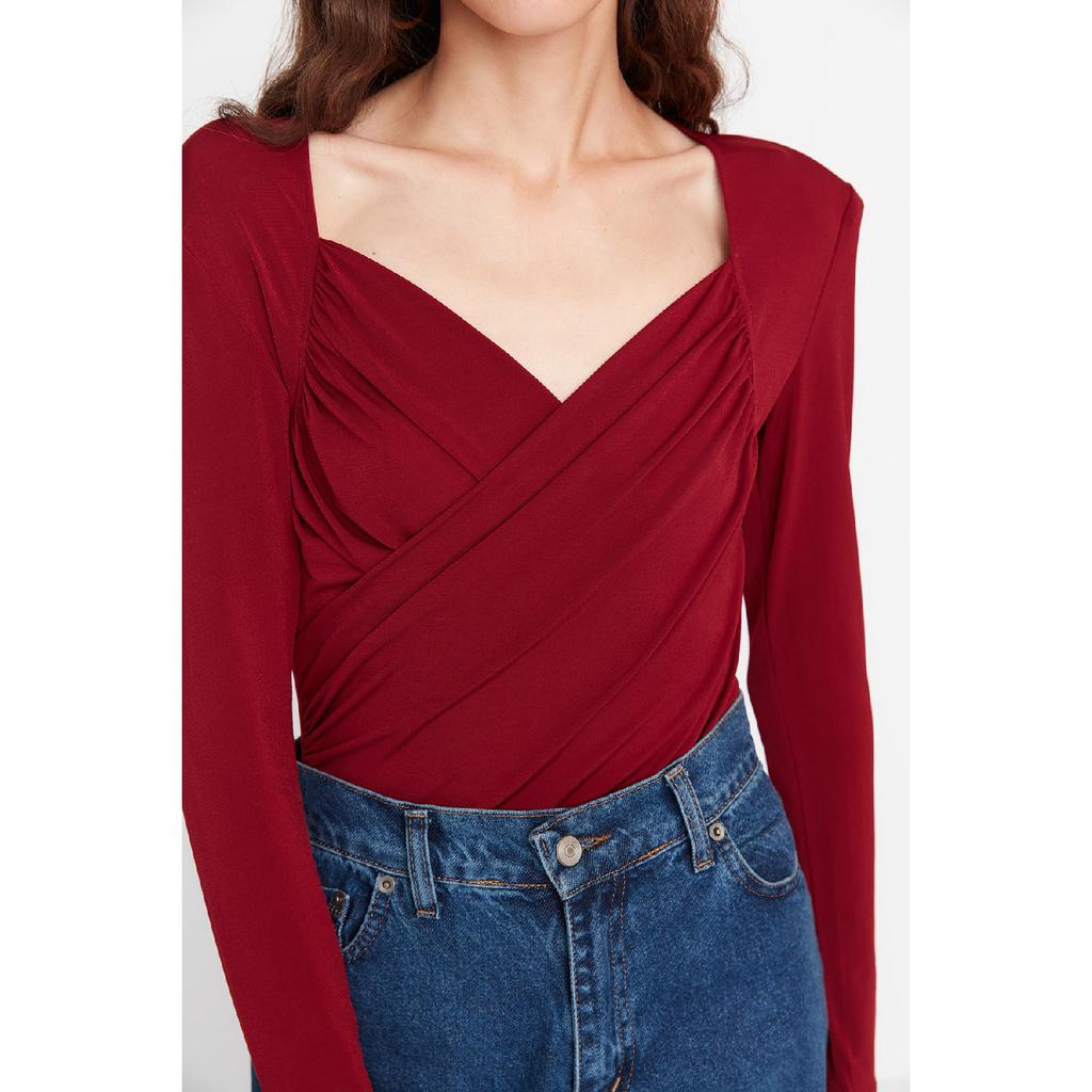 Schwarzer, wattierter, drapierter, eng anliegender Strickbody mit flexiblem Druckknopfverschluss Twoaw22bd0156