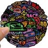 50PCS Cool Neon Stickers Racing Stickers Race Car Stickers Car Theme Waterproof Vinyl Decals for Water Bottles Laptop Guitar