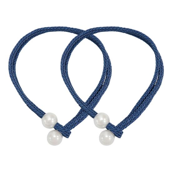1 Pair Curtain Tiebacks for Drapes, Adjustable Curtain Rope Tie Backs, Faux Pearls Cord Curtain Buckle Holder for Home Hotel Office Window Drapery