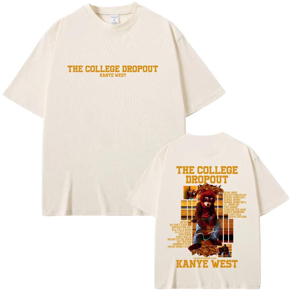 

Rapper Kanye West The College Dropout Bear Graphic T-shirt Men s Women Pop Music T Shirts Casual Cotton Vintage T-shirts S