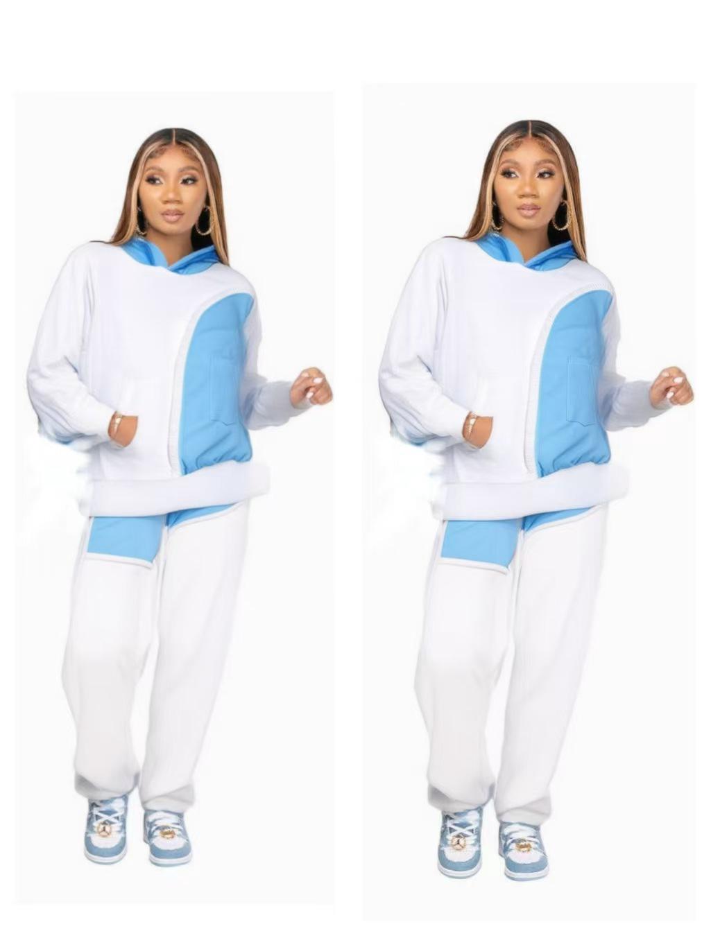 

2025 European & American Women s Casual Fashion Hoodie Jogger Set - Versatile Two-Piece Sportswear Extra Extra Large білий