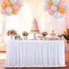 Pearls Tulle Banquets Table Cover Various Size Polyester Table Skirt Drape For Wedding Ceremony Celebration Decoration
