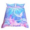 Erosebridal Mermaid Tail Comforter Cover,Kids Fish Scales Duvet Cover Twin,Girly Shell Starfish Bedding Set Ocean Life Sea Animal Bed Sets P