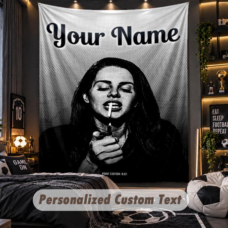 Personalisierte Wandtapisserie, Lana Del Rey Individuell Bedruckter Name, Stoff-Wandkunst für Innenraum-Hintergrund