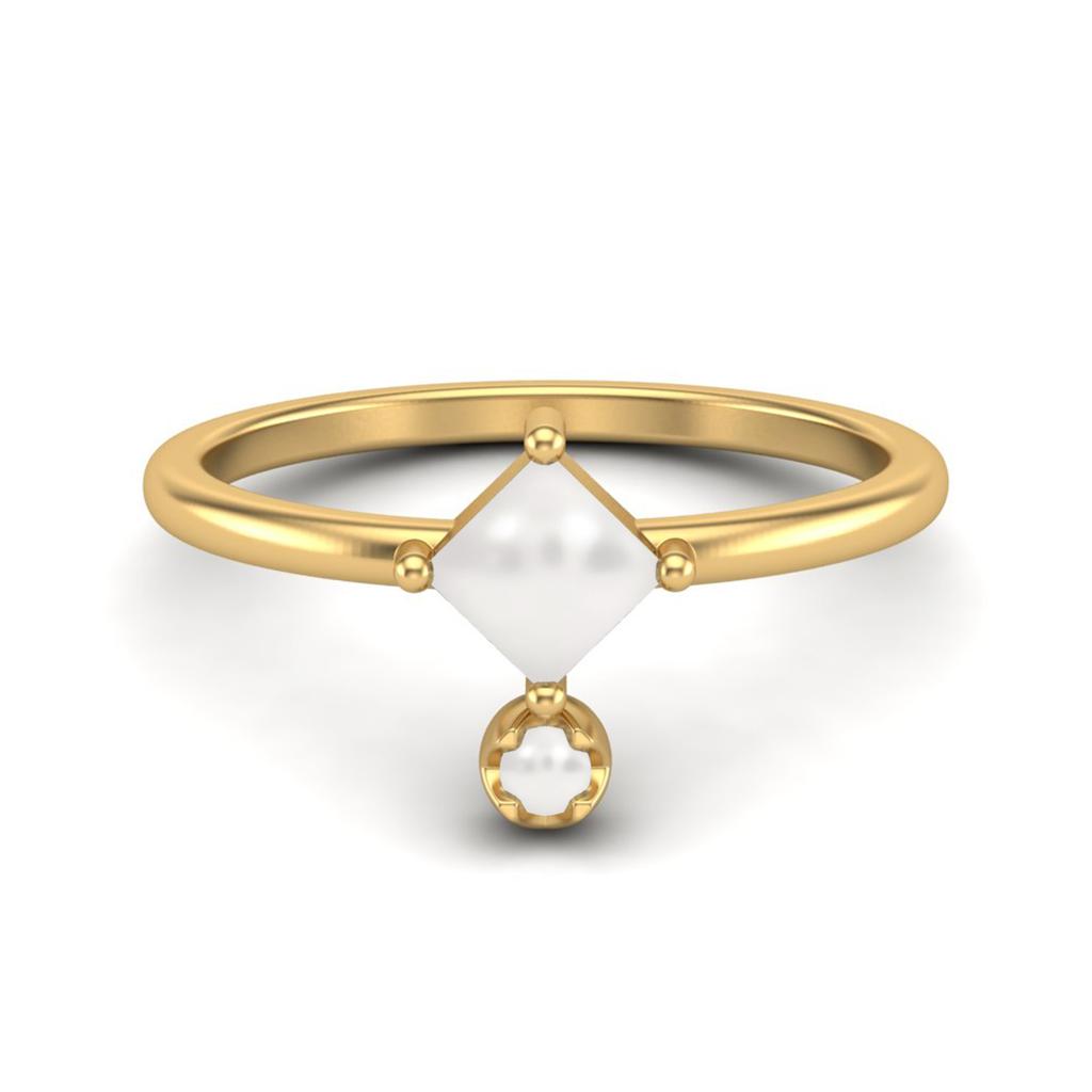4MM Square Shaped Pearl 925 Sterling Silver Gold Vemreil Solitaire Women Wedding Ring