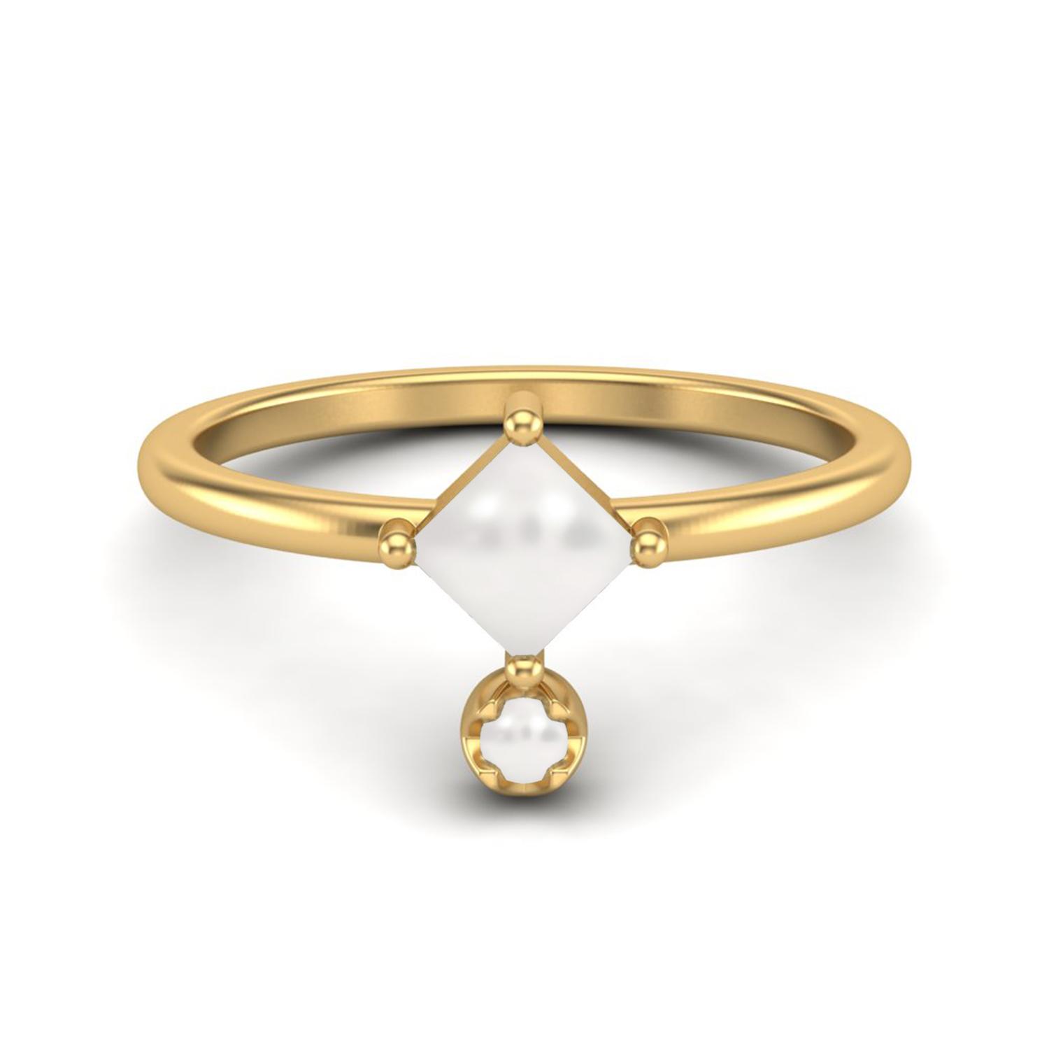 

4MM Square Shaped Pearl 925 Sterling Silver Gold Vemreil Solitaire Women Wedding Ring 6 жёлтый