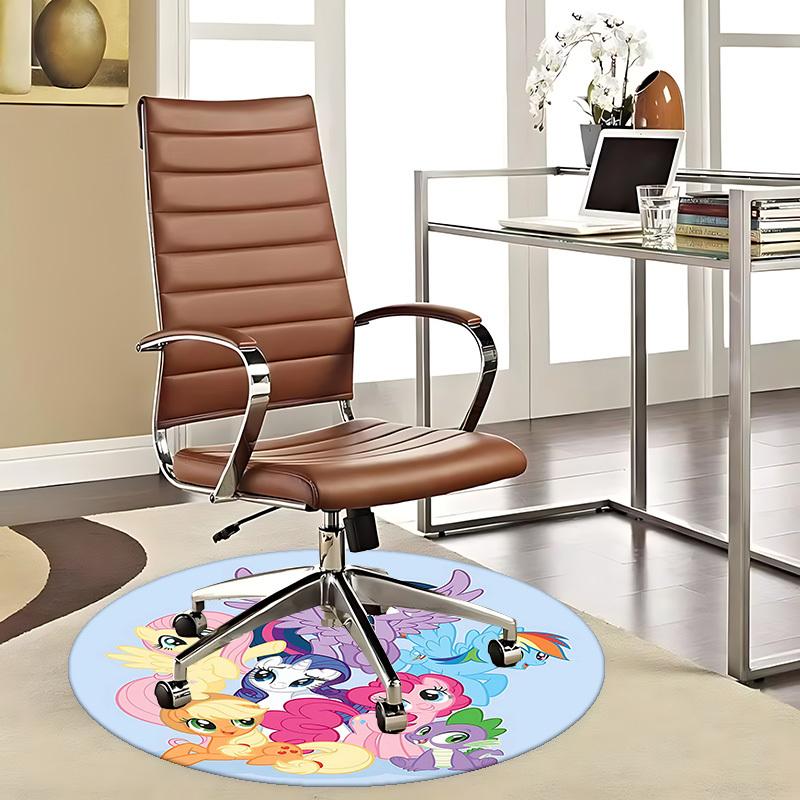 1pc My Little Pony Round Carpet Anime Cartoon Design, Office Chair Mat, NonSlip Rug for Home Decor, Seasonal Gift, Office, Living Room