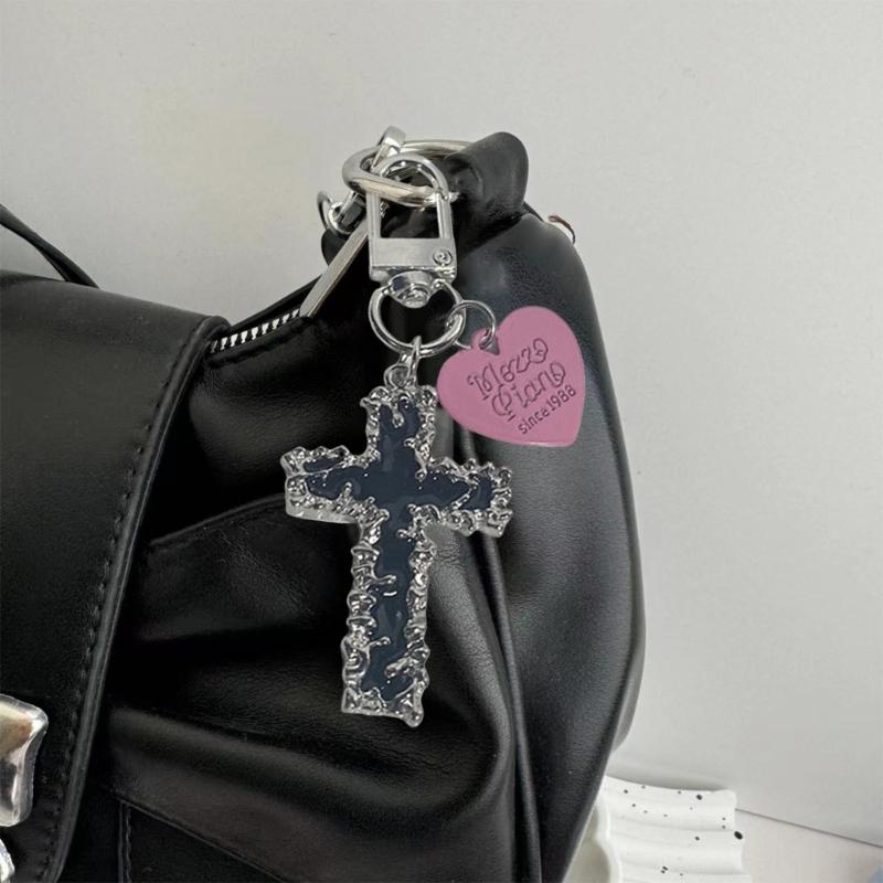 Gothic Inspire Keychain Crosses Butterfly Charm Zinc Alloy Materials Portable Ideal for Everyday Use
