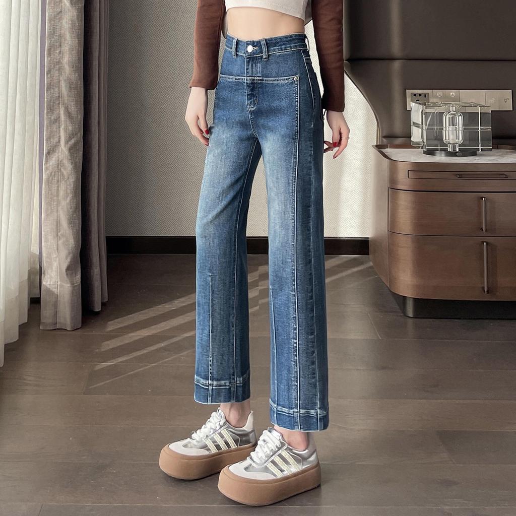 Women's High Waist Stretch Spliced Cropped Jeans, Petite & Tall, Slimming Fit, Narrow To Wide Leg, Spring/Summer 2026 Collection.