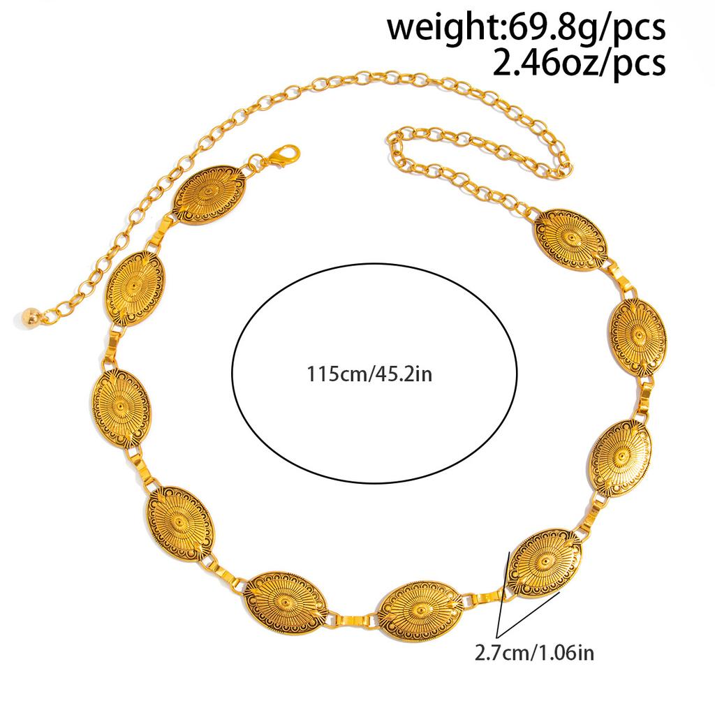 Y2K Adjustable Metal Belt Belly Chain for Women 2025 Trendy Jewelry Accessories Vintage Geometric Turquoise Body Chain
